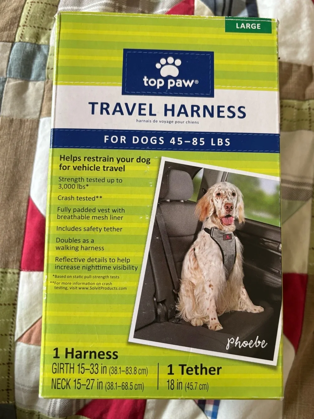 Top Paw Travel Dog Harness & Tether Size Large for Dogs 45-85 Pounds